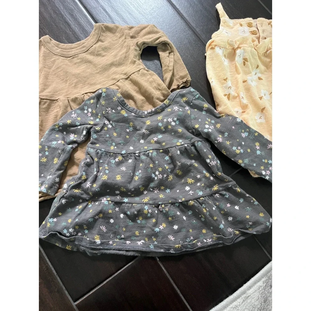 Little Co Lauren Conrad Organic Cotton 3pc Bundle Peplum Tops Romper 3M 6M Kids - Picture 2 of 8